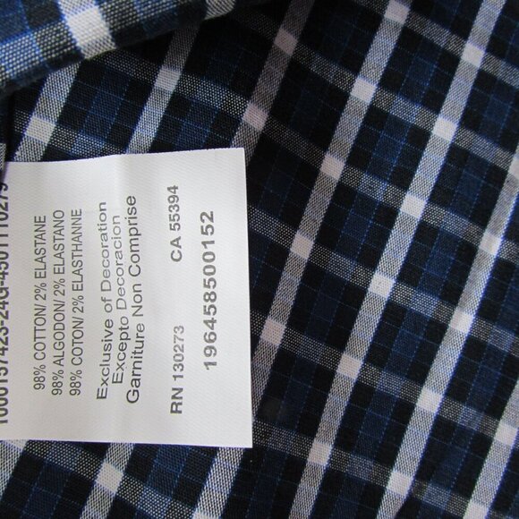 Wrangler Men's George Strait Long Sleeve Relaxed Fit Plaid Button Shirt Navy - Picture 3 of 3